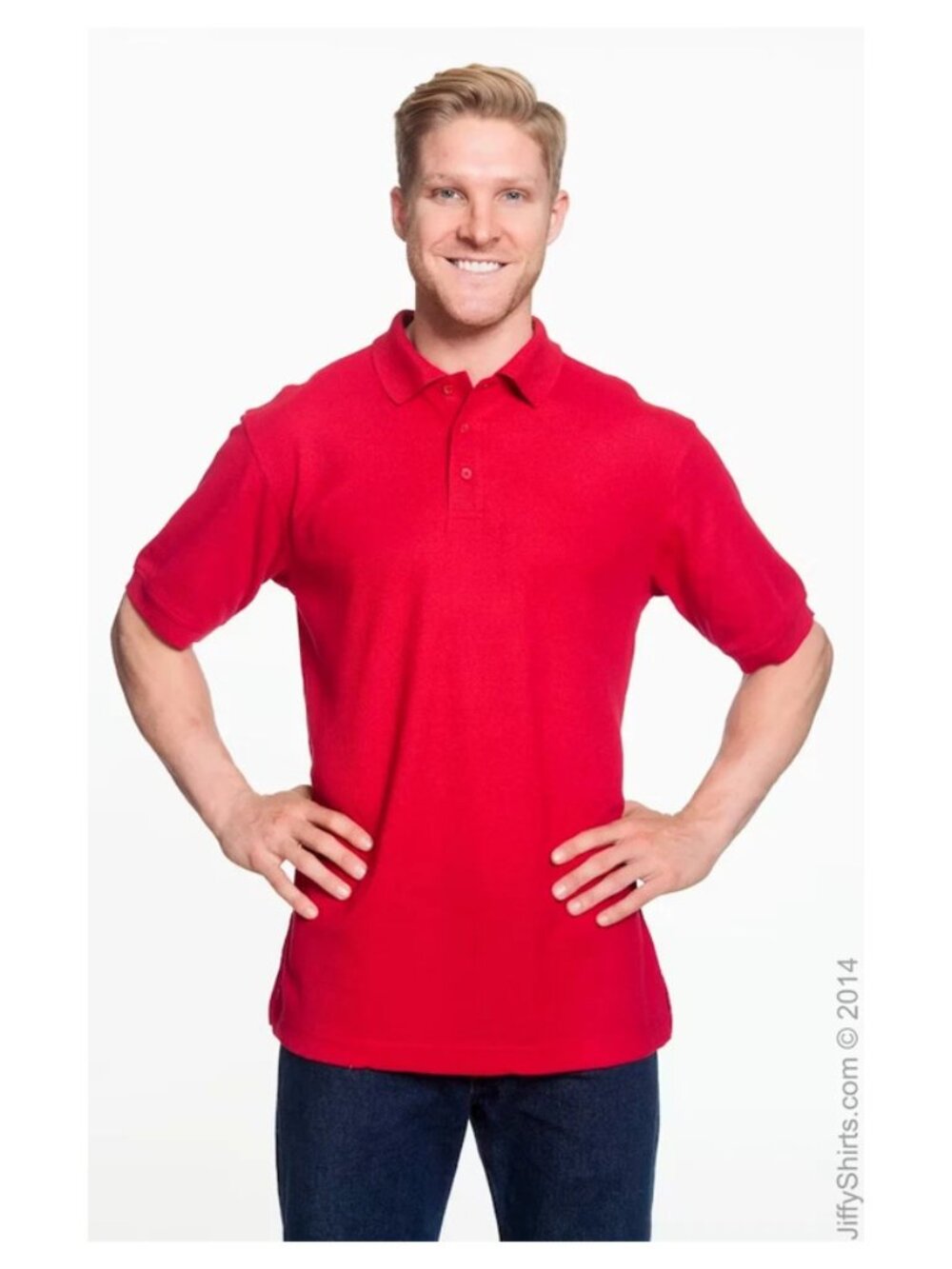Harriton Men's Blend-Tek Red Polo
